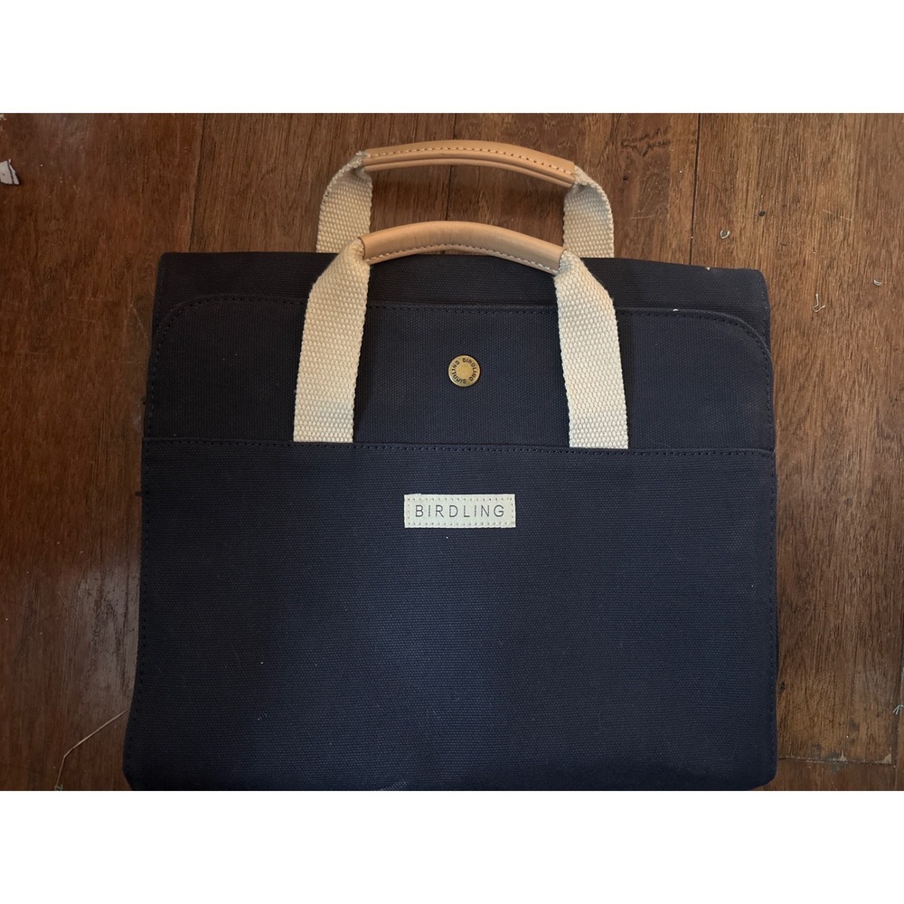 Birdling Navy Canvas Leather Hanging Toiletry Bag Travel organizer Tri-Fold